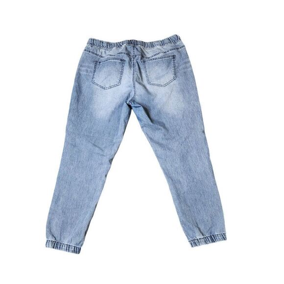Jogger Fit Drawstring Waist Tapered Leg Denim Jeans Womens Size 1X Blue - Picture 3 of 5